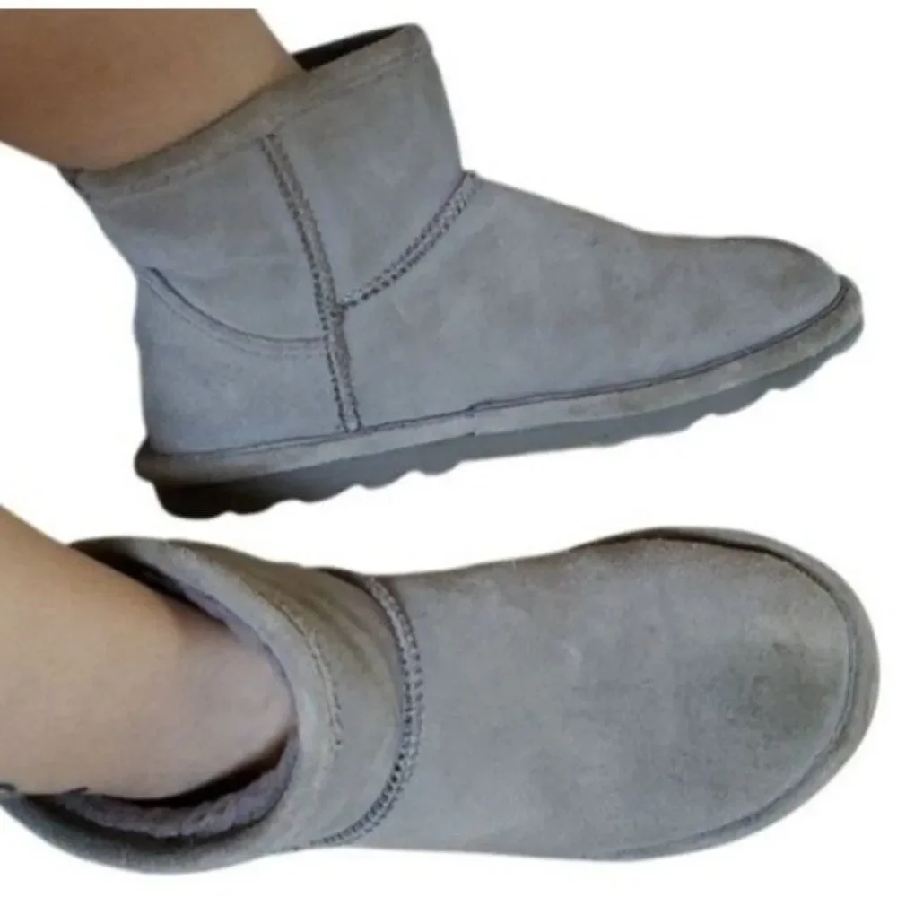 Bearpaw Boots Booties Shoes Gray Suede Winter Snow Alyssa Ankle Youth GIRLS 4
